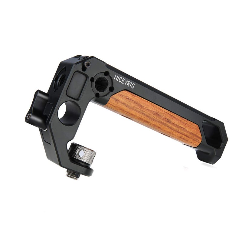 NICEYRIG Top Handle for ARRI 3/8 '' Thread with 15mm Rod Clamp, DSLR Camera Wooden Grip for Cage Rig - 348 - Image 1
